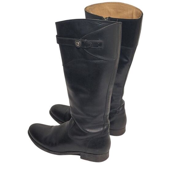 Frye Molly Button Dark Brown Real Leather Knee High Tall Zip Up Riding Boot - Picture 4 of 9